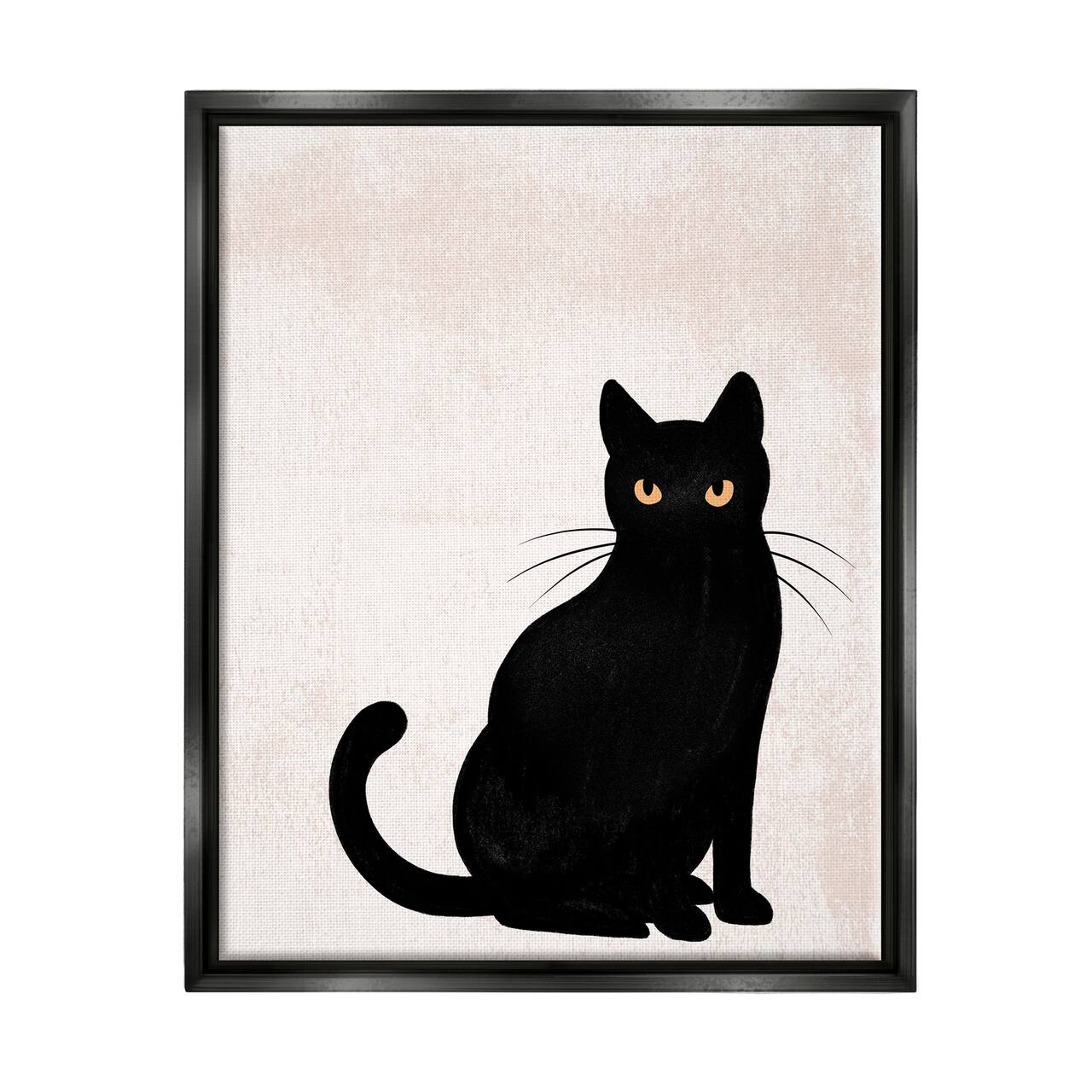 Stupell Industries Halloween Black Cat Silhouette Framed Floater Canvas Wall Art